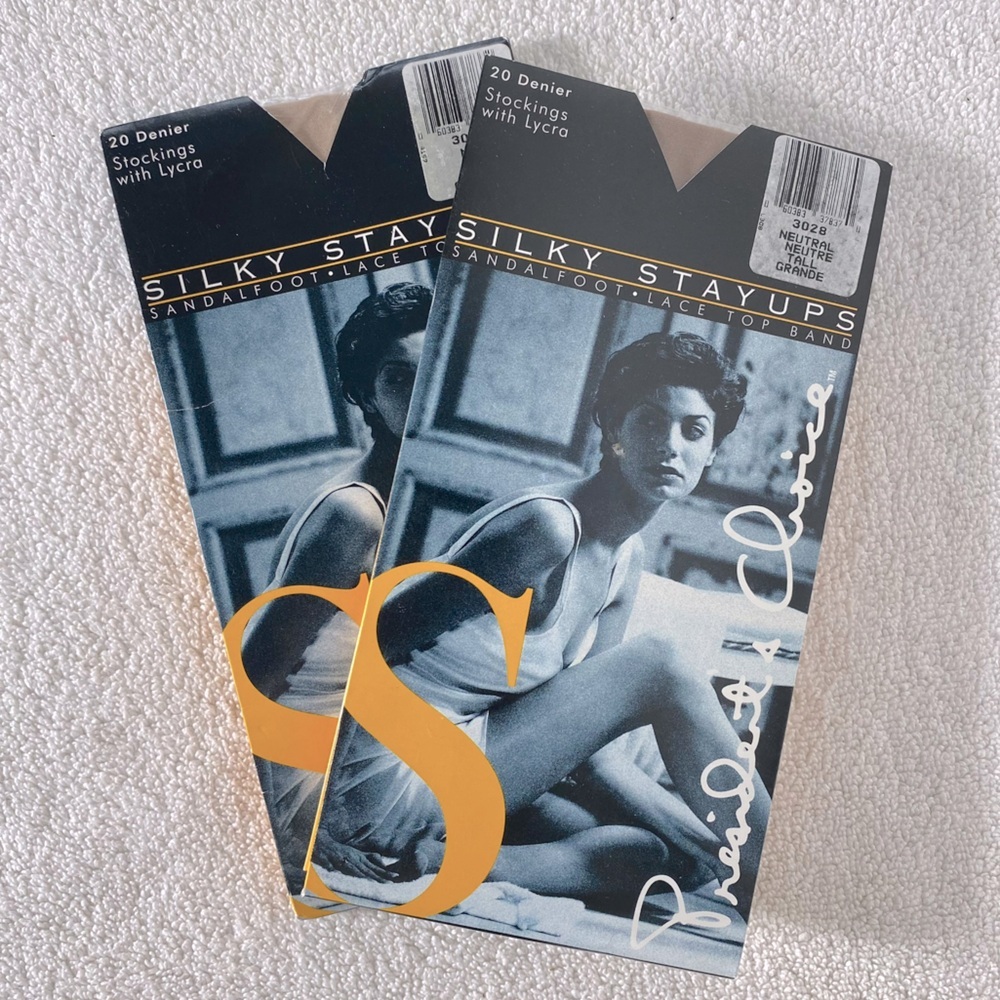 Vintage Presidents Choice Silky Stayups Stockings Pantyhose Nude Tall x2